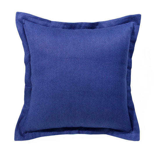 18" Blue And Green Linen Throw Pillow Cover