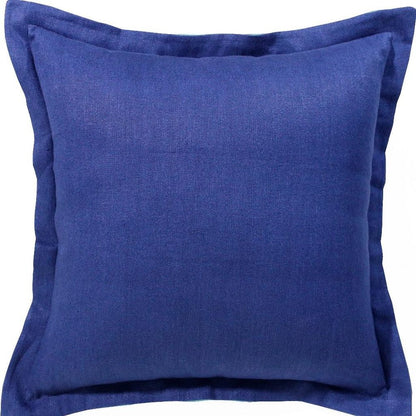18" Blue And Green Linen Throw Pillow Cover