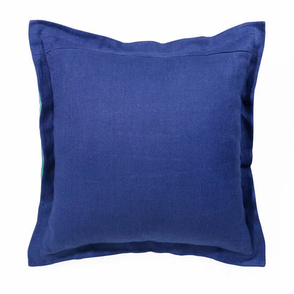 18" Blue And Green Linen Throw Pillow Cover