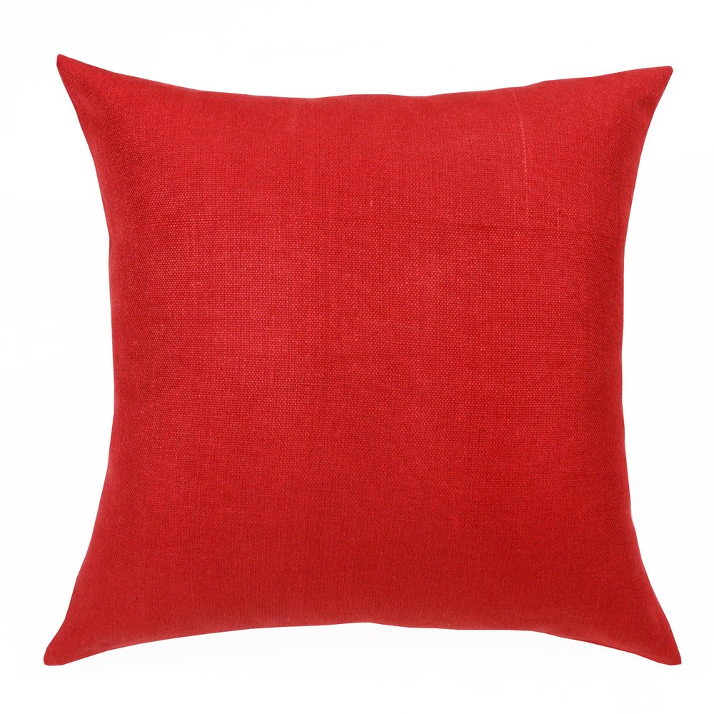 18" Red Linen Throw Pillow Cover