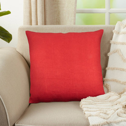 18" Red Linen Throw Pillow Cover