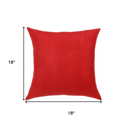 18" Red Linen Throw Pillow Cover