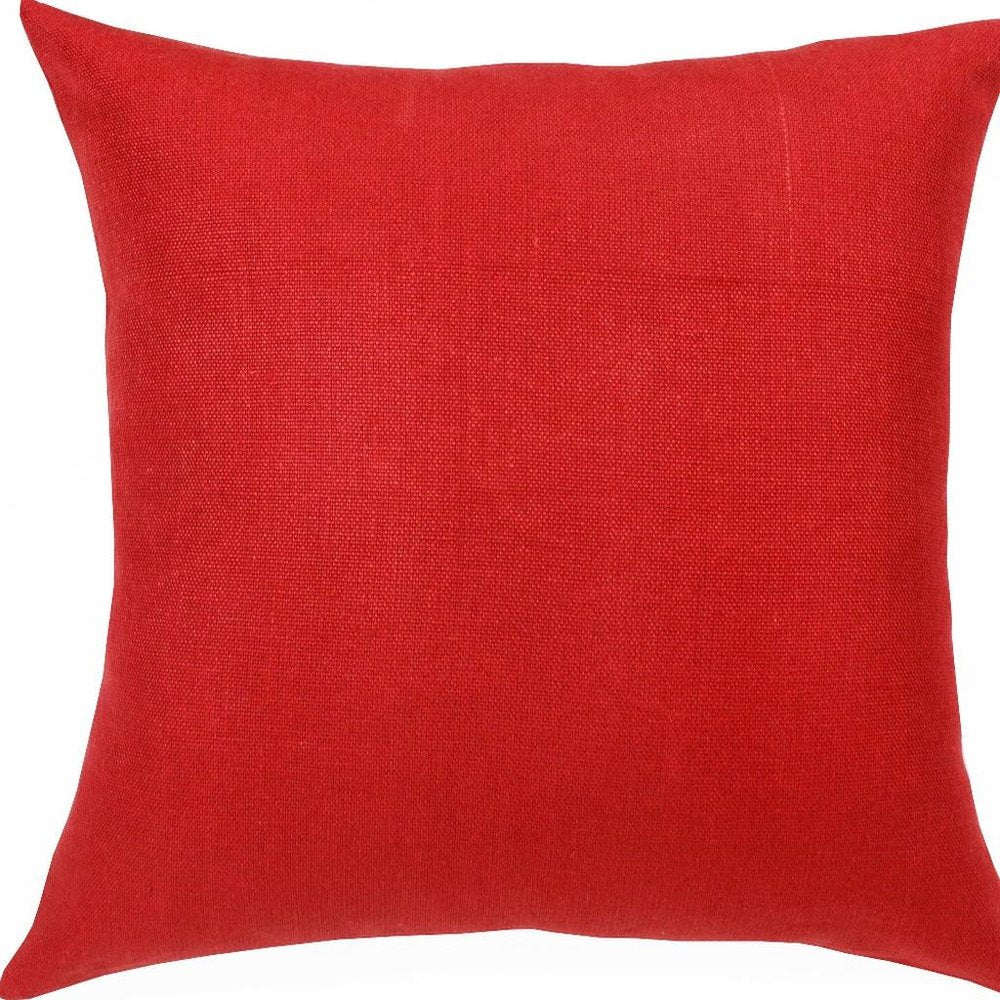 18" Red Linen Throw Pillow Cover