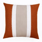 18" Rust And Gray Striped Linen Throw Pillow Cover