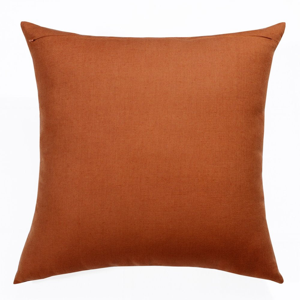 18" Rust And Gray Striped Linen Throw Pillow Cover