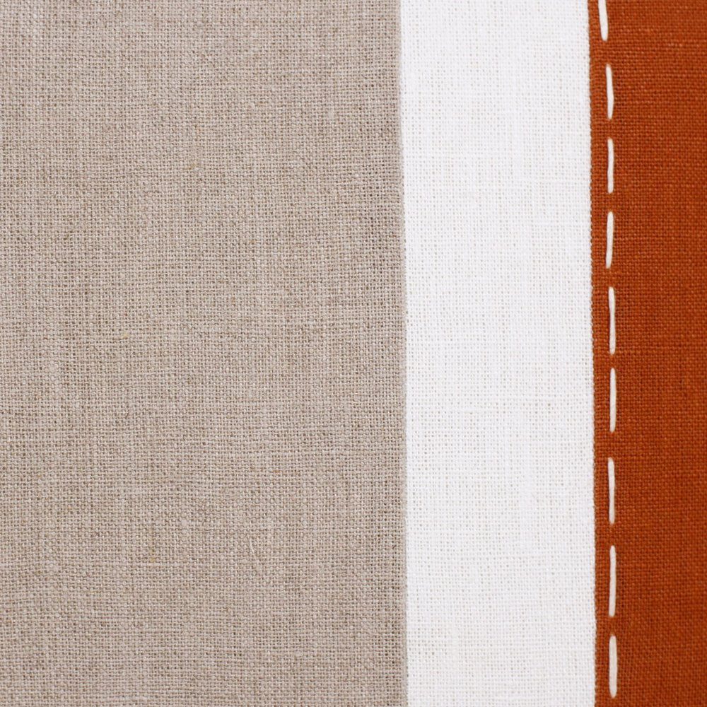 18" Rust And Gray Striped Linen Throw Pillow Cover