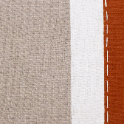18" Rust And Gray Striped Linen Throw Pillow Cover