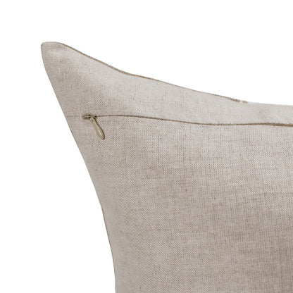 18" Gray And Tan Striped Linen Throw Pillow Cover
