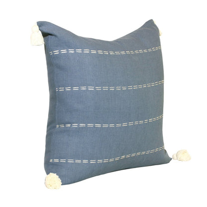 20" Navy Blue And Ivory Striped Linen Throw Pillow Cover