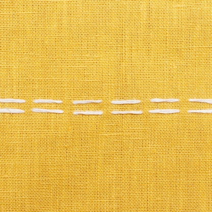 18" Yellow And Ivory Striped Linen Throw Pillow Cover