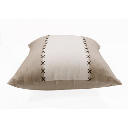 20" Brown And Ivory Striped Linen Throw Pillow Cover