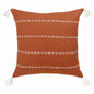 18" Rust And Ivory Striped Linen Throw Pillow Cover
