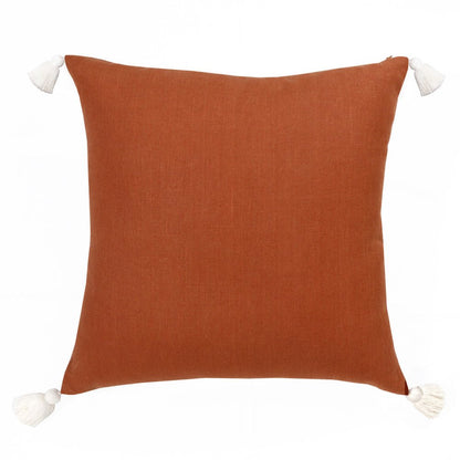 18" Rust And Ivory Striped Linen Throw Pillow Cover