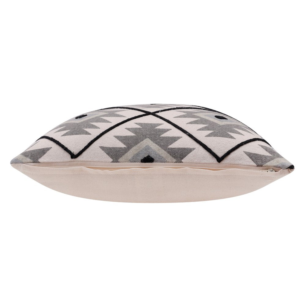18" Gray And Black Geometric Cotton Throw Pillow Cover