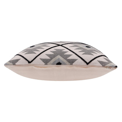 18" Gray And Black Geometric Cotton Throw Pillow Cover