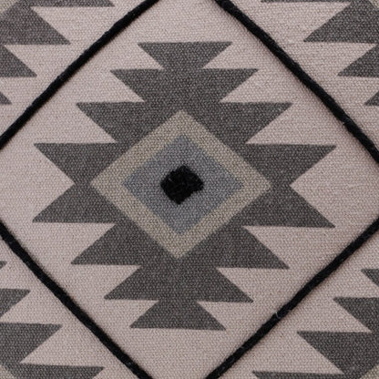 18" Gray And Black Geometric Cotton Throw Pillow Cover