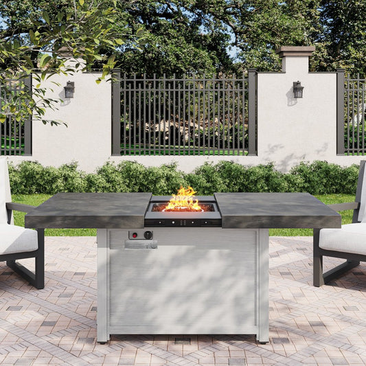 50000 BTU 45" Gray Aluminum Propane Rectangular Fire Pit With Cover