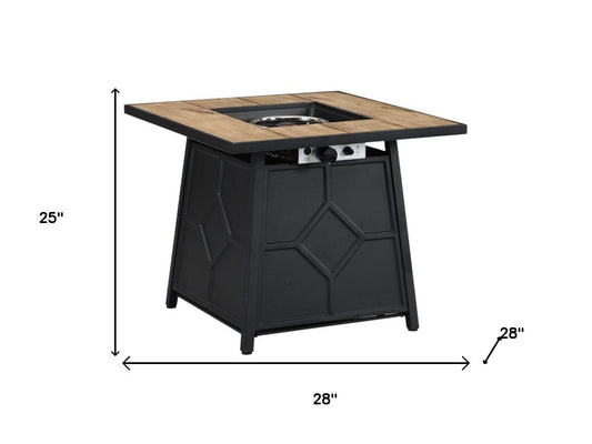 40000 BTU 28" Brown Iron Propane Square Fire Pit With Cover