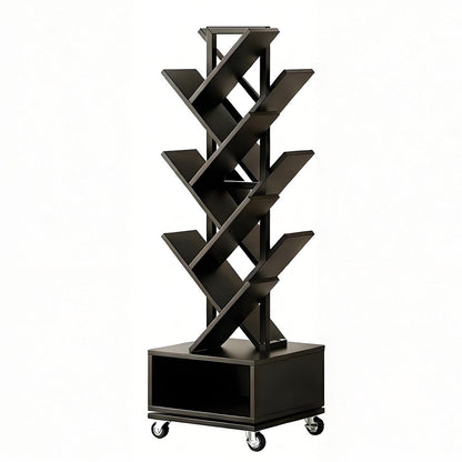 48" Black Wood Sixteen Tier Etagere Bookcase