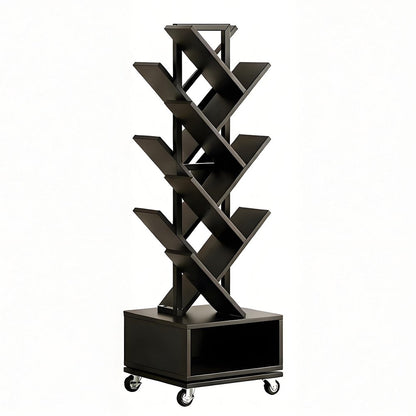 48" Black Wood Sixteen Tier Etagere Bookcase