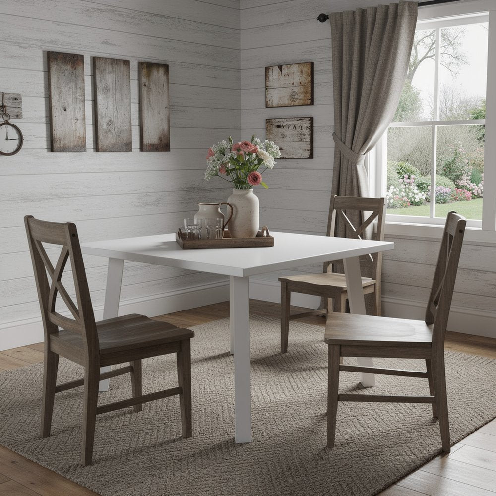 39" White Aluminum Square Outdoor Dining Table