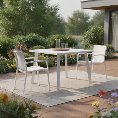 39" White Aluminum Square Outdoor Dining Table