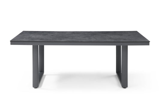79" Dark Gray Ceramic Steel and Aluminum Outdoor Dining Table
