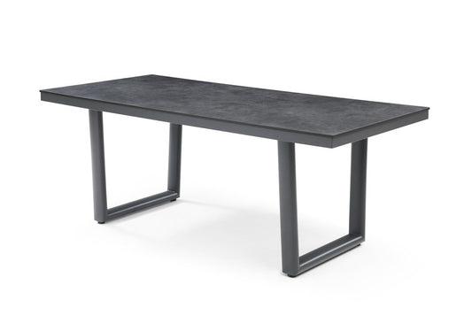 79" Dark Gray Ceramic Steel and Aluminum Outdoor Dining Table