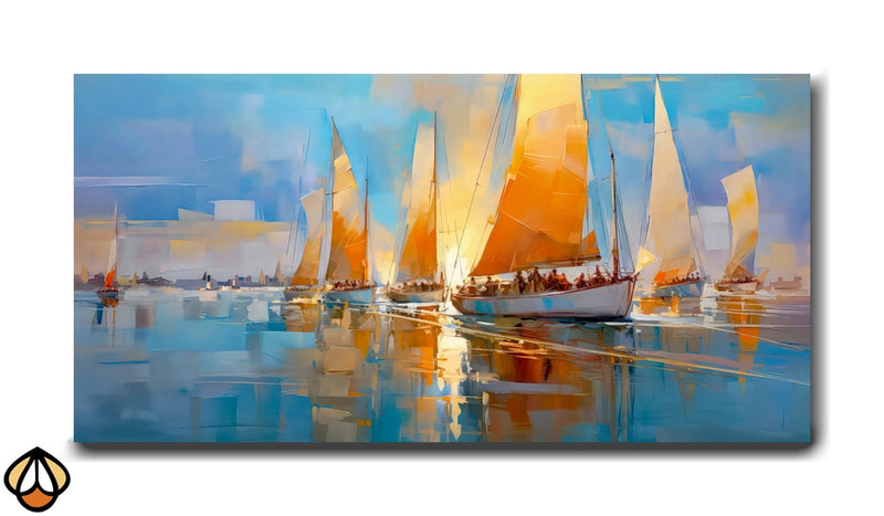 Radiant Regatta - Abstract Sailing Art