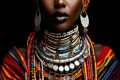 Cultural Elegance – Beaded Portrait Wall Art