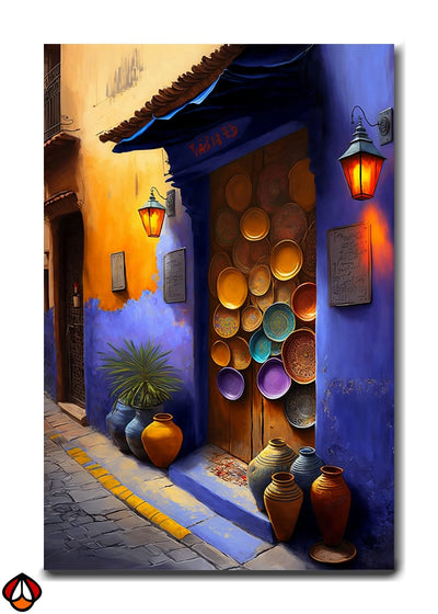 Vibrant Moroccan Alleyway - Artistic Wall D√©cor