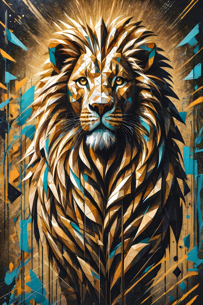 Geometric Majesty - Abstract Lion Art