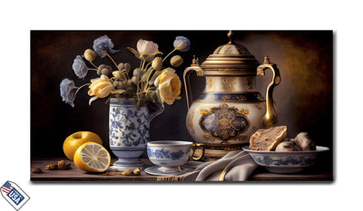 Vintage Elegance - Still Life with Fine Porcelain and Flowers