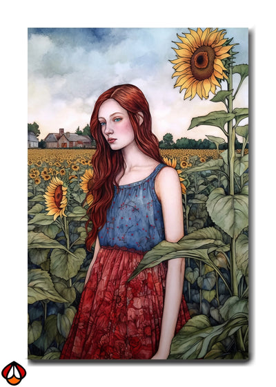 Sunlit Serenity - Portrait in a Sunflower Field