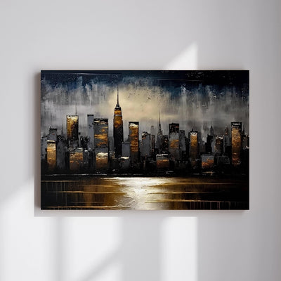 Golden Skyline - City Lights at Dusk Wall Art