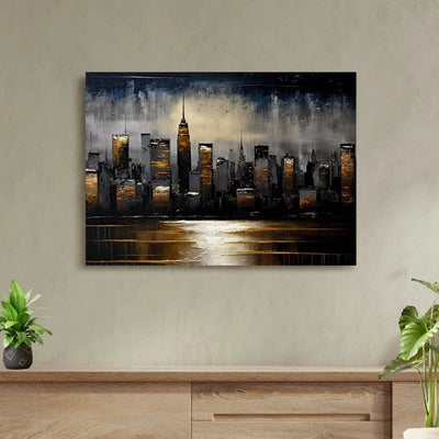 Golden Skyline - City Lights at Dusk Wall Art