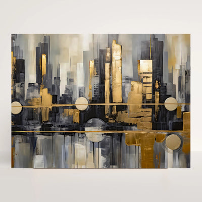 Golden Horizon - Abstract Cityscape Wall Art