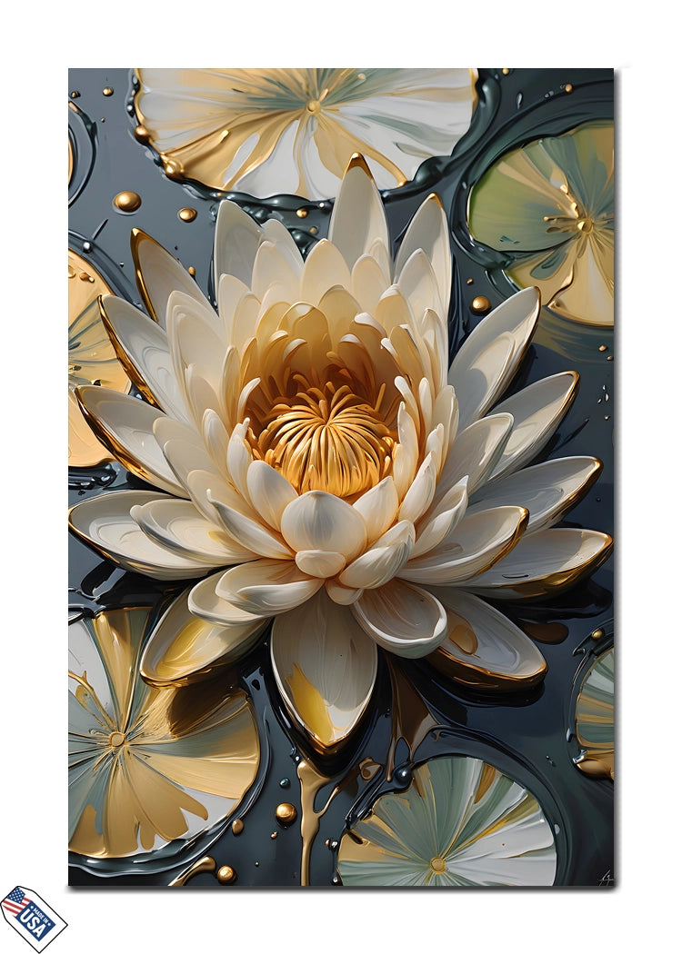 Golden Lotus Serenity - A Bloom of Elegance