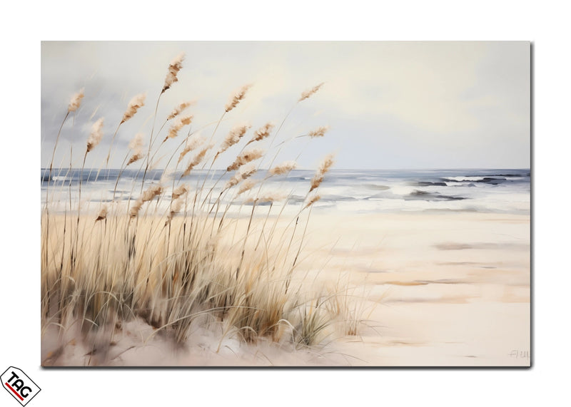 Coastal Grasses - Tranquil Shoreline Artwork