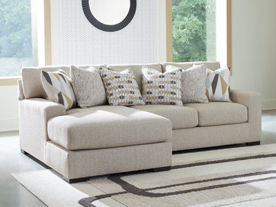 Evee Outdoor & More - Ashley Furniture - Laurelgrove Sectional - RAF 2-Piece Sectional Sofa Chaise / Pebble - 75105S4