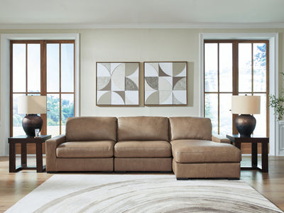 Evee Outdoor & More - Ashley Furniture - Veronella Sectional - RAF 3-Piece Sectional with Chaise / Sahara - 76106S6