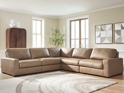 Evee Outdoor & More - Ashley Furniture - Veronella Sectional - RAF 5-Piece Sectional / Sahara - 76106S17