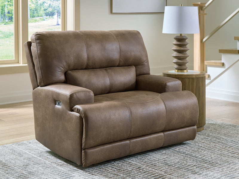 Evee Outdoor & More - Ashley Furniture - Beckley Place Living Room - PWR Recliner/ADJ Headrest / Earth - PC9180282