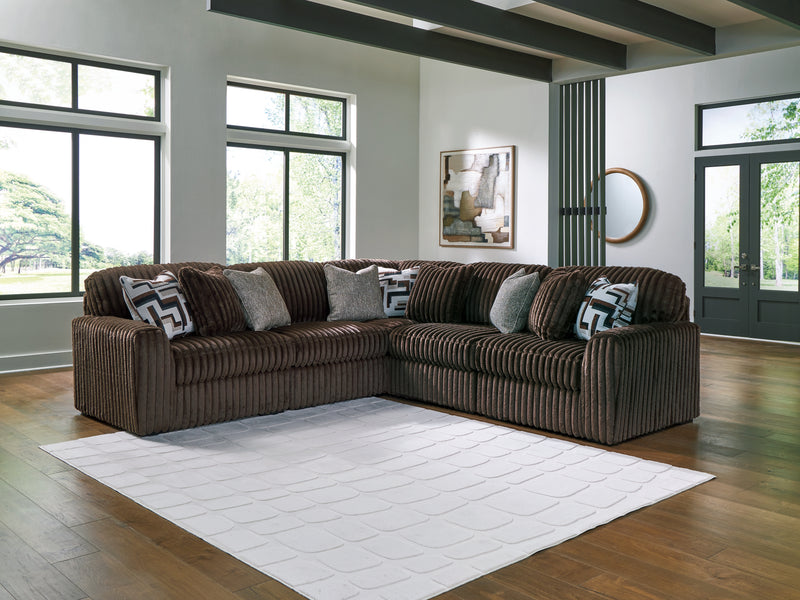 Evee Outdoor & More - Ashley Furniture - Midnight-Madness Sectional - RAF 5-Piece Sectional / Chocolate - 98104S26