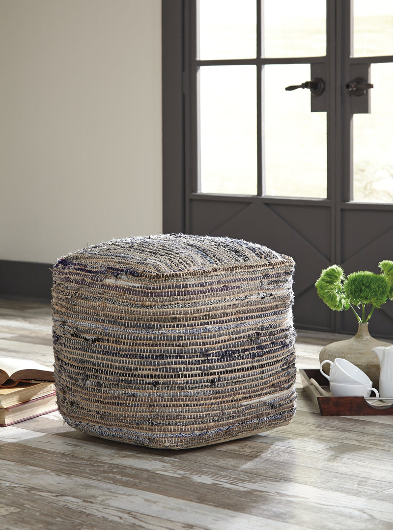Evee Outdoor & More - Ashley Furniture - Absalom Pouf - Pouf / Denim - A1000550