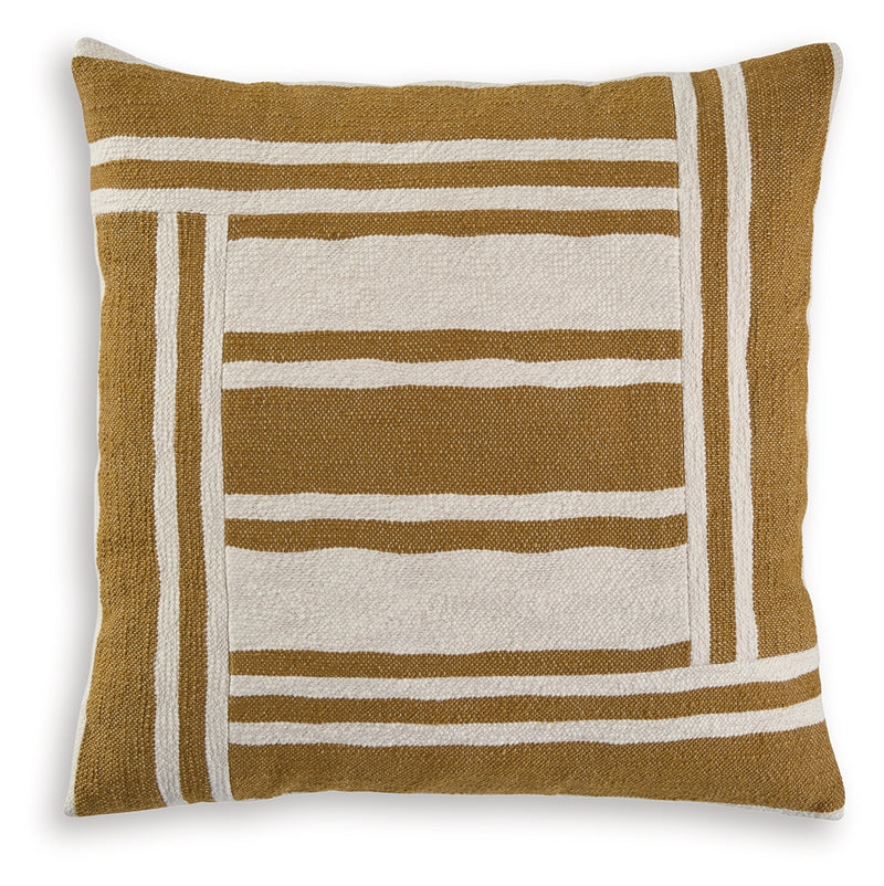 Evee Outdoor & More - Ashley Furniture - Darrman Pillows - Pillow (4/CS) / Ochre/Ivory - A1001116