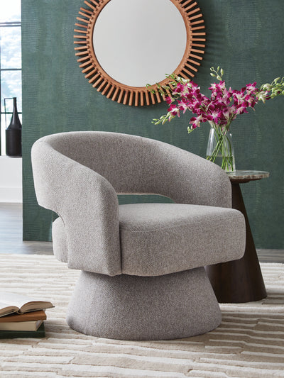 Evee Outdoor & More - Ashley Furniture - Nashkins Swivel Accent Chair - Swivel Accent Chair / Pebble - A3000757