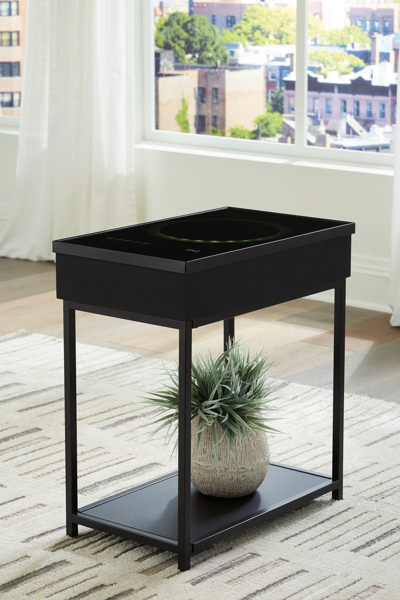 Evee Outdoor & More - Ashley Furniture - Gemmet Accent Table with Speaker - Accent Table with Speaker / Black - A4000643