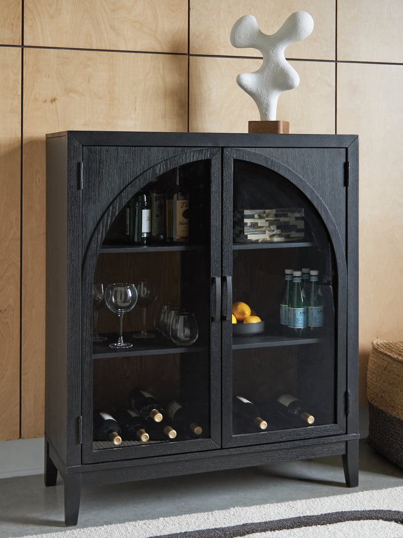 Evee Outdoor & More - Ashley Furniture - Armenleigh Accent Cabinet - Bar Cabinet / Black/Brown - A4000702