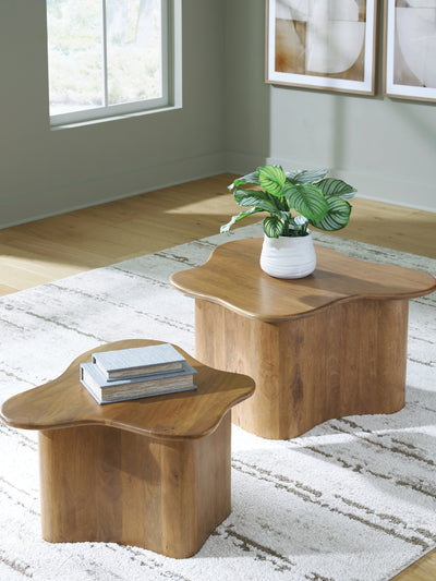 Evee Outdoor & More - Ashley Furniture - Abeford Accent Coffee Table (Set of 2) - Accent Cocktail TBL Set (Set of 2) / Brown - A4000711